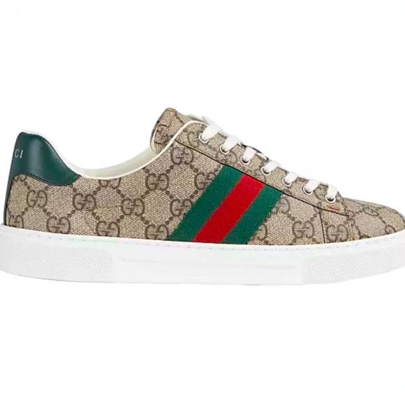 Gucci Cream and Blue & Red Sneakers with Iconic GG Logo - Picture 1 of 4